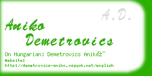 aniko demetrovics business card